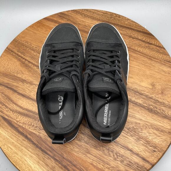 Merrell Rant Mens Size 8.5 Black Canvas Leather Casual Comfort Walking Sneakers - Picture 5 of 8